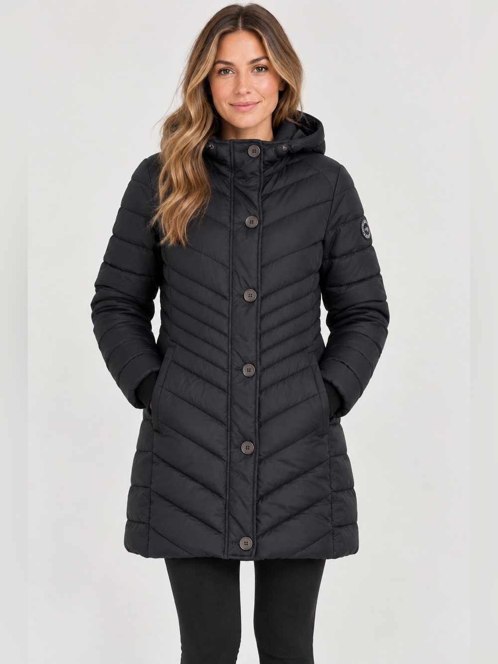 Abercrombie & Fitch Down Insulated Long Puffer Coat Black Hooded
